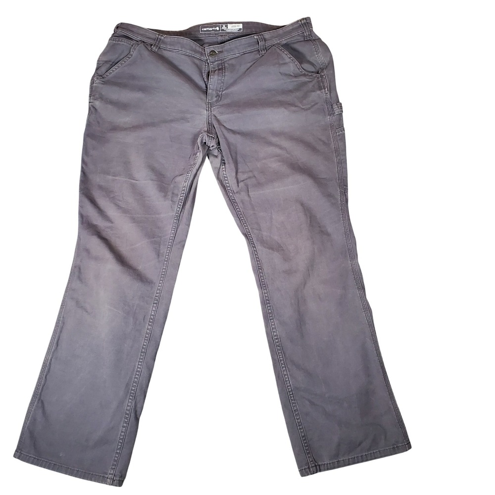 Carhartt Womens 18 Reg Rugged Flex Crawford Canvas Work Pants Coal Gray 102080